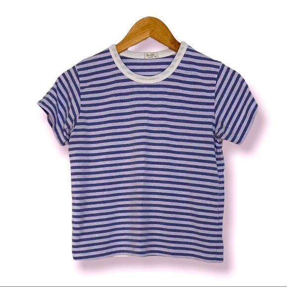 Brandy Melville Cropped Blue Stripe Top - Picture 1 of 3